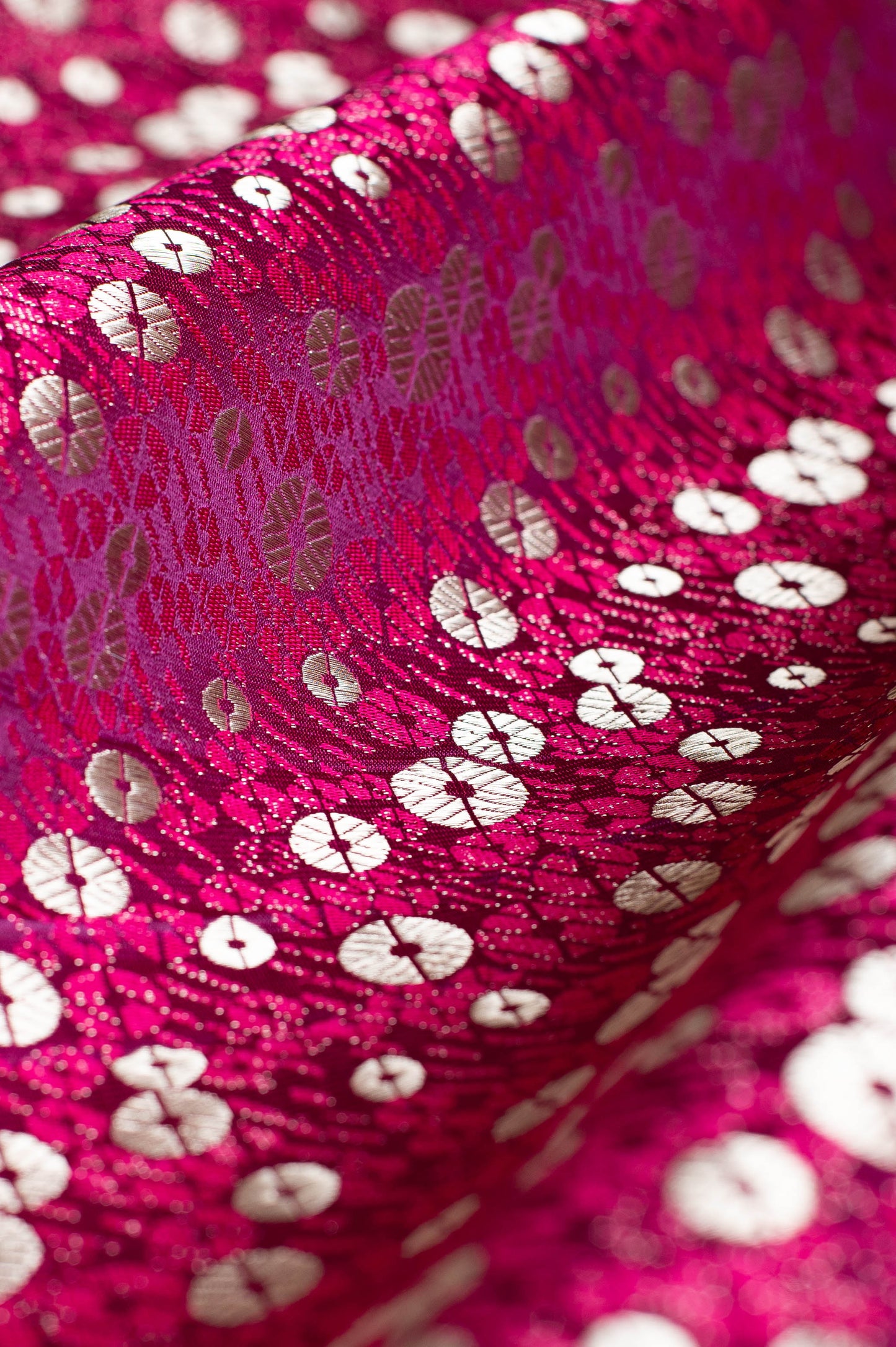 Handwoven Magenta Satin Silk Fabric