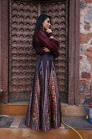 Sobhita Dhulipala in Handwoven Deep Wine Satin Silk Lehenga