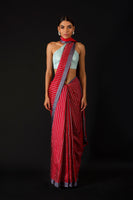 Red Mineral Striped Saree