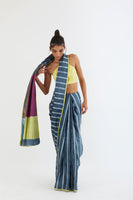 Dapple Grey Colorblock Saree