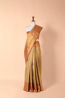 Handwoven Beige Real Zari Kanjivaram Tissue Sari