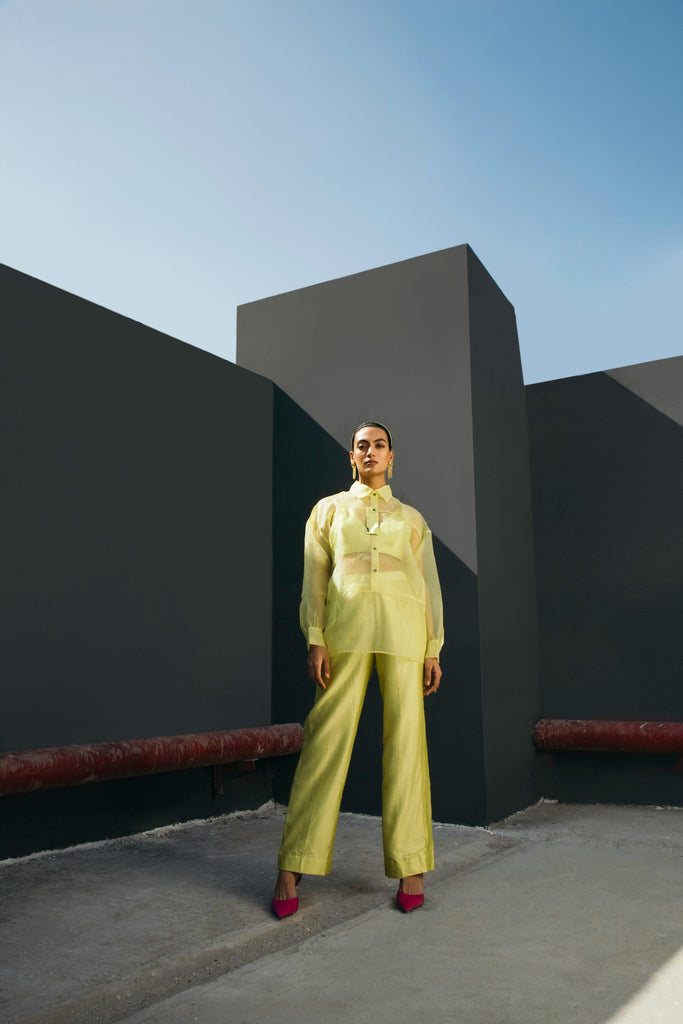 Citrus Lime Organza Co-Ord Set