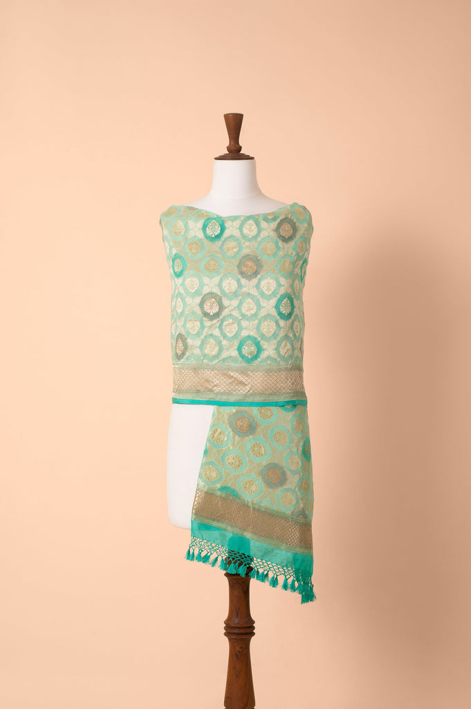 Handwoven Green Georgette Dupatta
