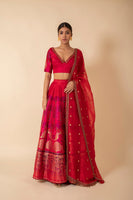 Handwoven Pink Silk Lehenga