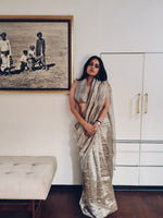 Handwoven Grey Tissue Organza Silk Saree