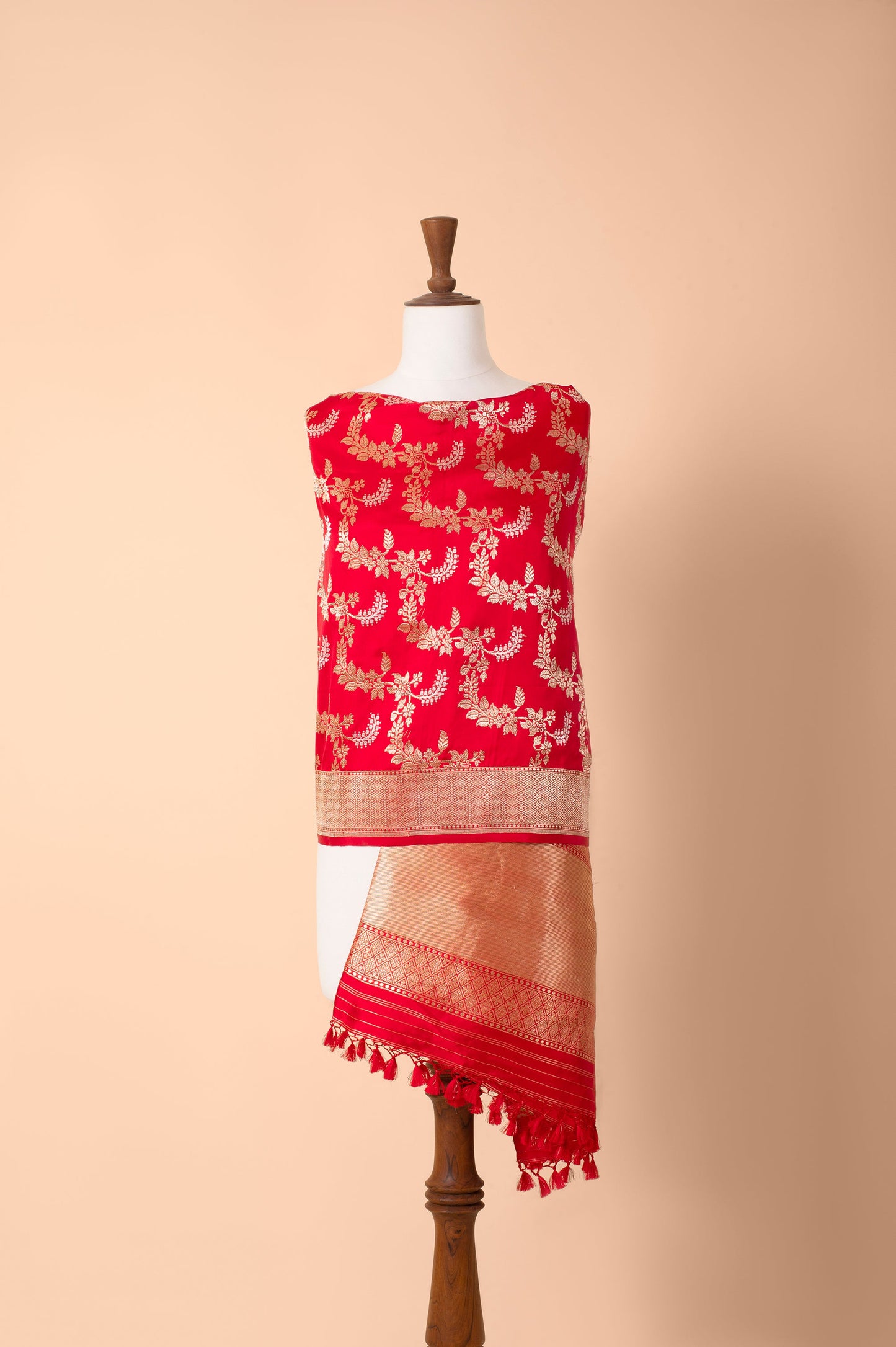 Handwoven Red Silk Dupatta