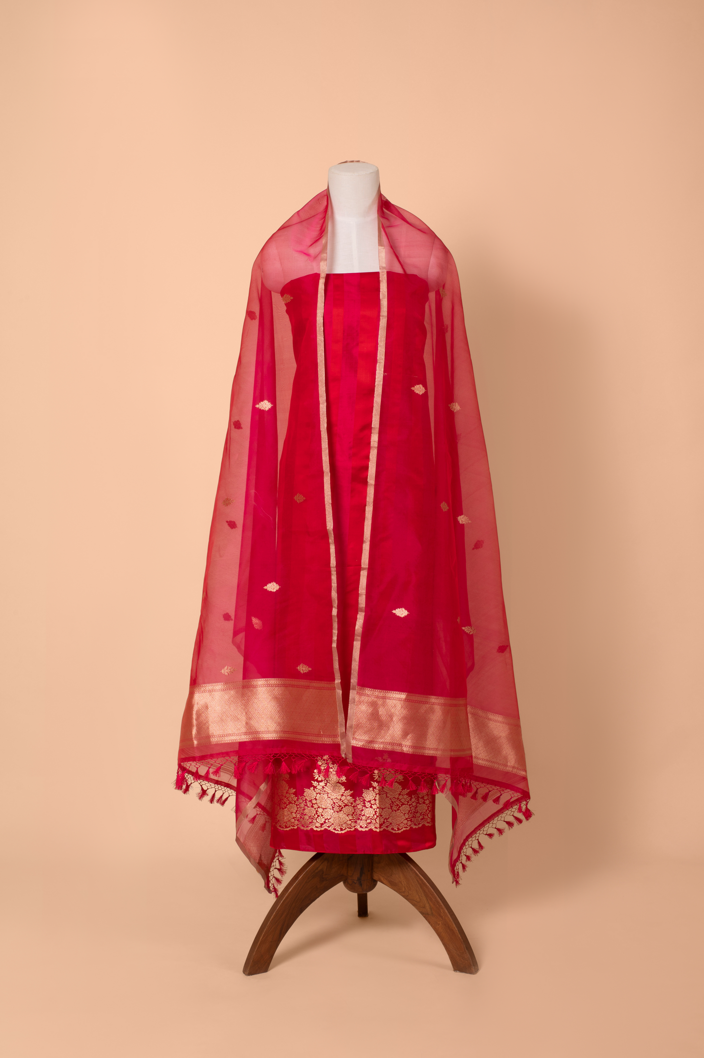 Handwoven Pink Silk Suit Piece
