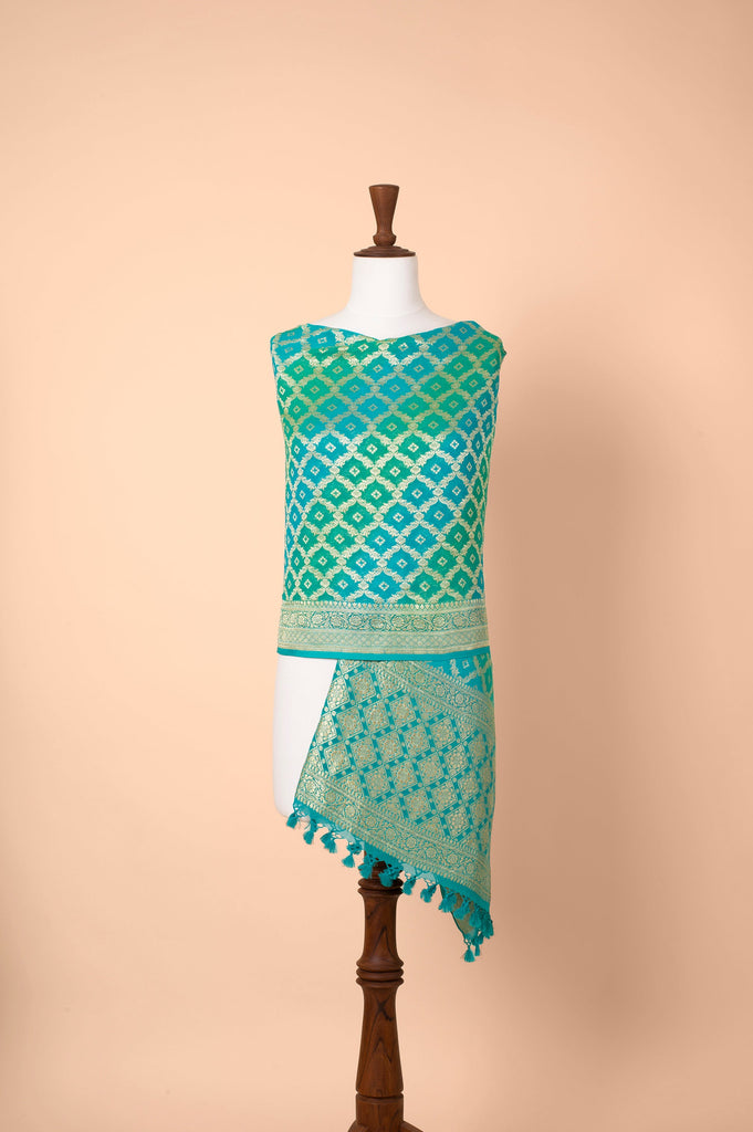 Handwoven Blue Georgette Dupatta