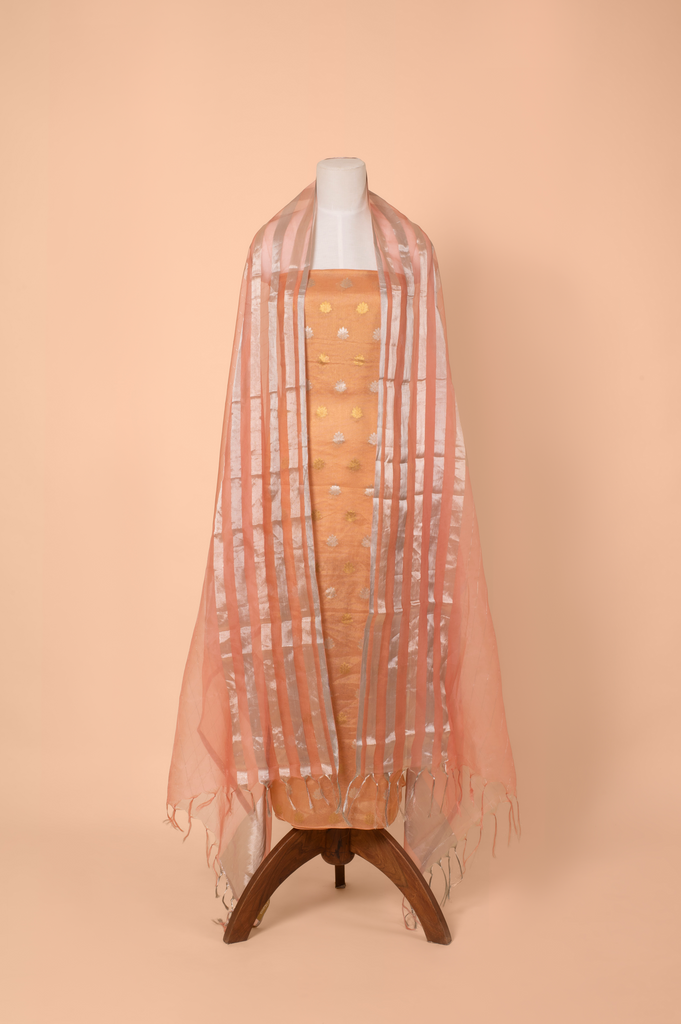 Handwoven Peach Tissue Suit Piece