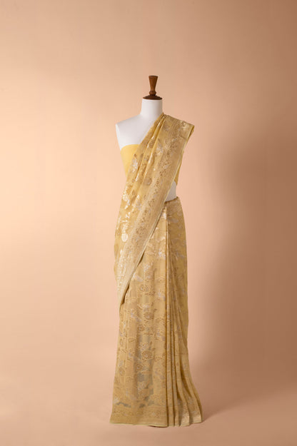 Handwoven Yellow Georgette Sari