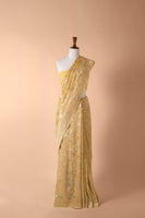 Handwoven Yellow Georgette Sari