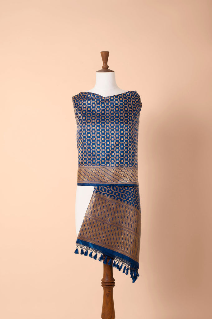 Handwoven Blue Silk Dupatta