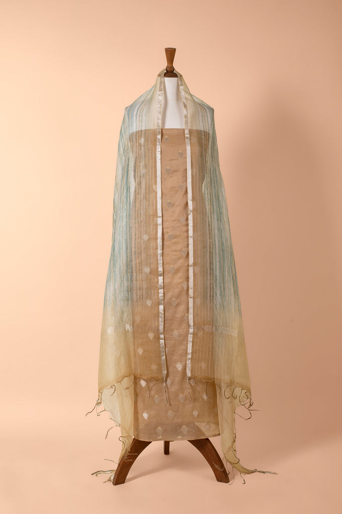 Handwoven Beige Chanderi Suit Piece