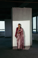 Boysenberry Striped Saree