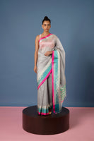 Handwoven Grey Organza Saree