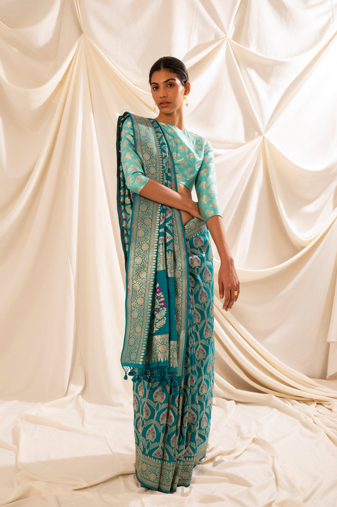 Handwoven Green Silk Sari