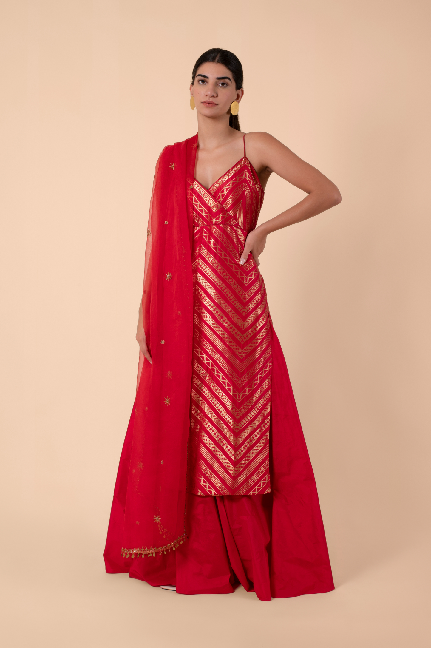 Handwoven Red Silk Kurta