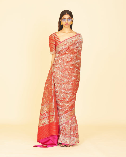 Handwoven Red Silk Saree