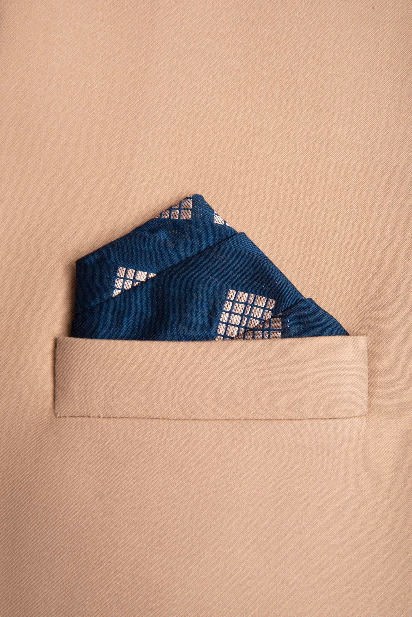 Handwoven Blue Silk Pocket Square