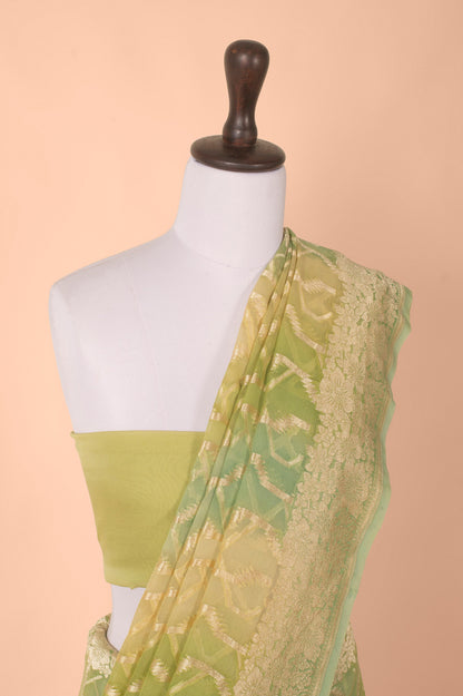 Handwoven Green Georgette Sari