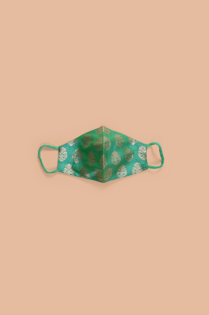 Handwoven Green Silk Mask