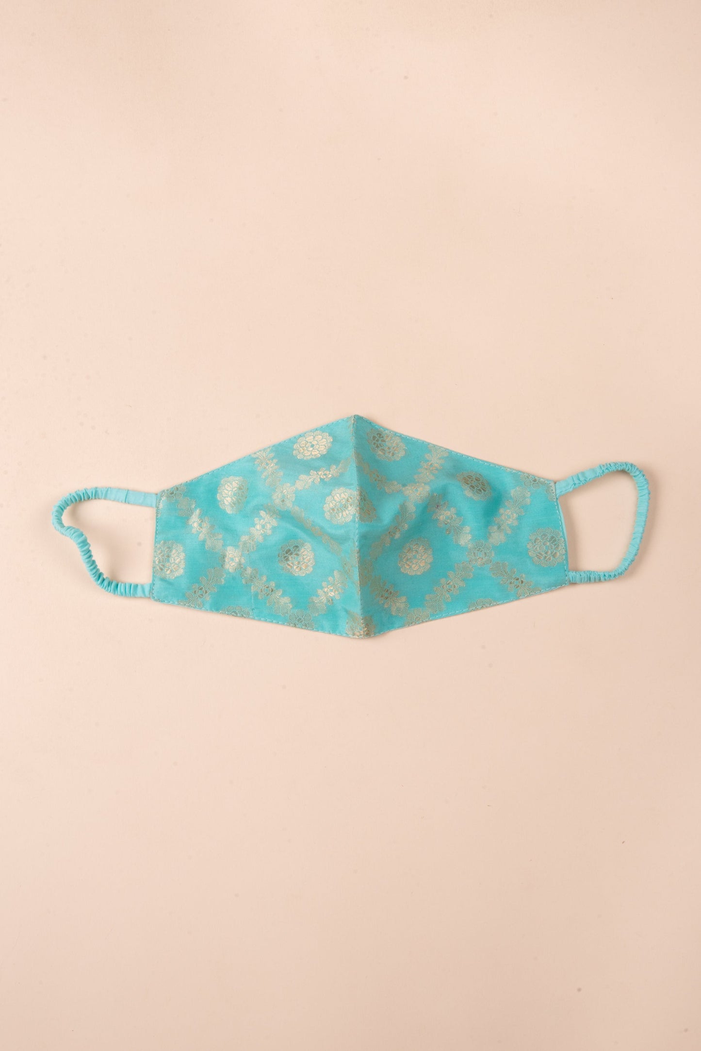 Handwoven Ice Blue 3 Ply Silk Mask