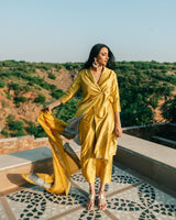 Rasna Bhasin in Midnight Sun Shawl Collar Kurta Set