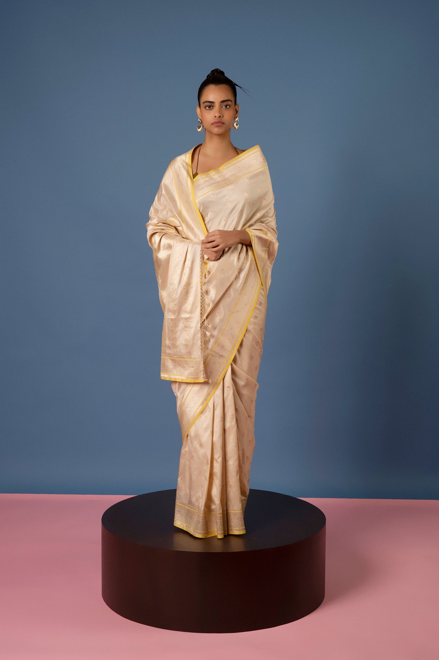 Handwoven Ivory Silk Saree