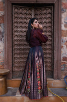 Sobhita Dhulipala in Handwoven Deep Wine Satin Silk Lehenga