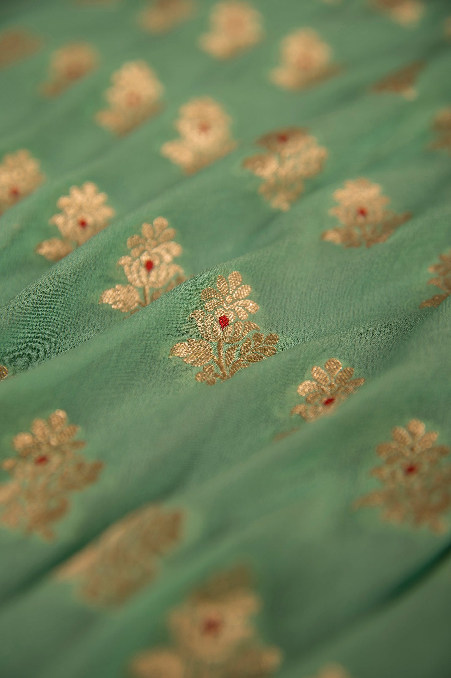 Handwoven Sea Green Georgette Blouse Fabric