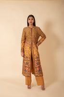 Handwoven Mustard Digital Printed Silk Kurta