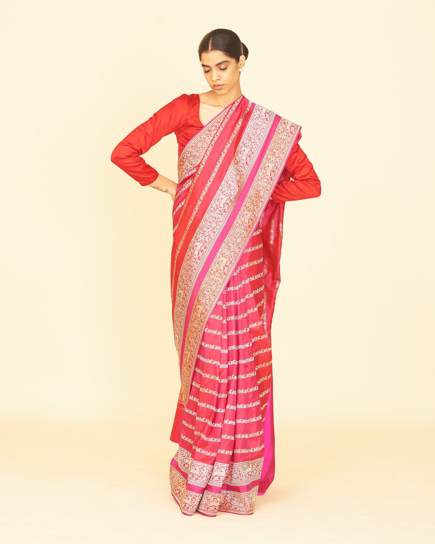 Handwoven Pink Silk Saree