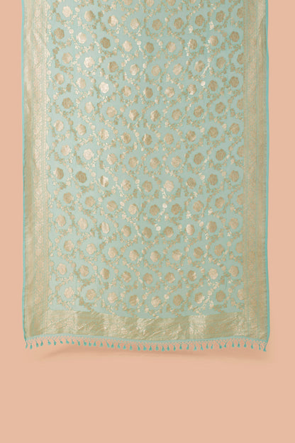 Handwoven Sky Blue Georgette Dupatta