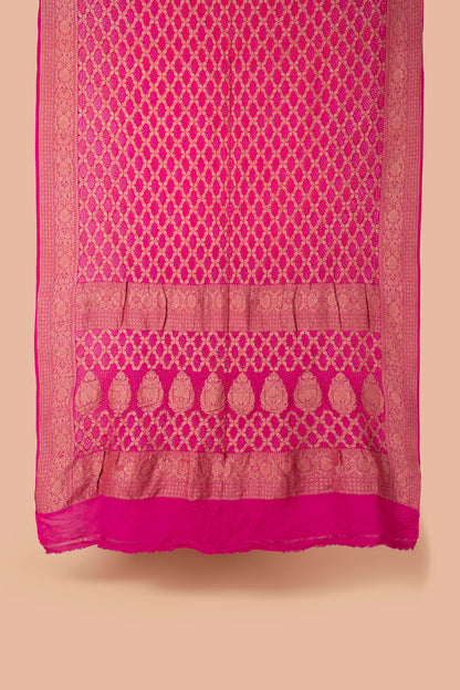 Handwoven Pink Bandhani Sari