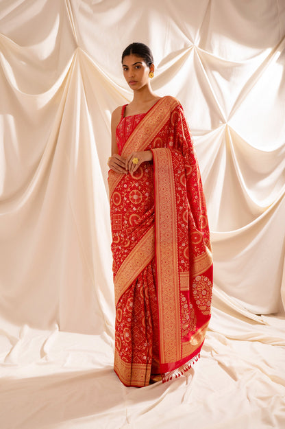 Handwoven Red Silk Sari