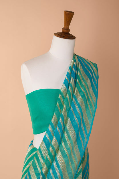 Handwoven Blue Georgette Sari