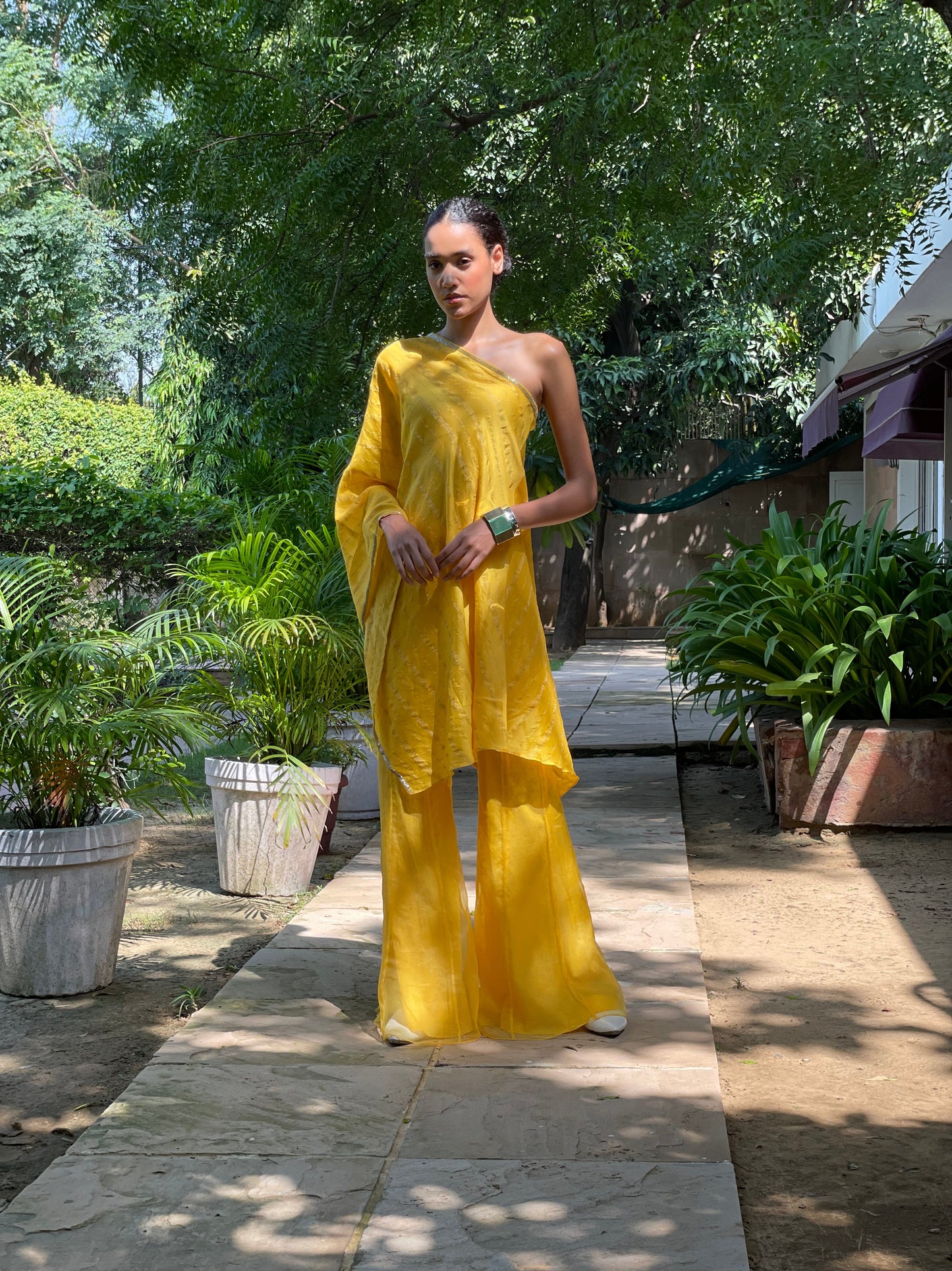 Sunny Yellow One Shoulder Set