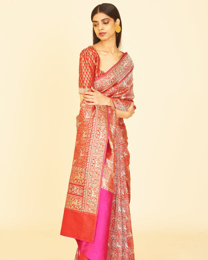 Handwoven Red Silk Saree