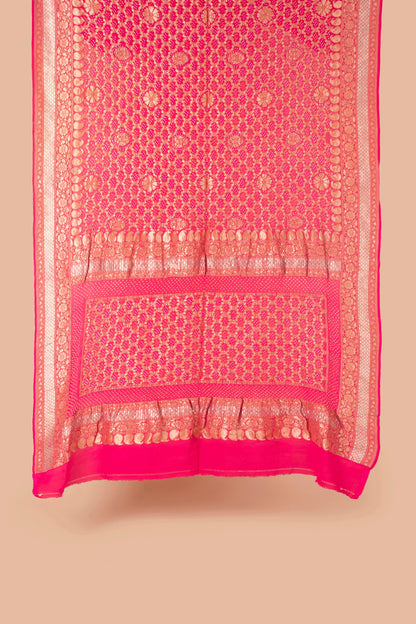 Handwoven Pink Bandhani Sari