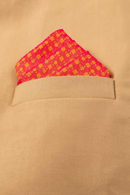 Handwoven Pink Silk Pocket Square