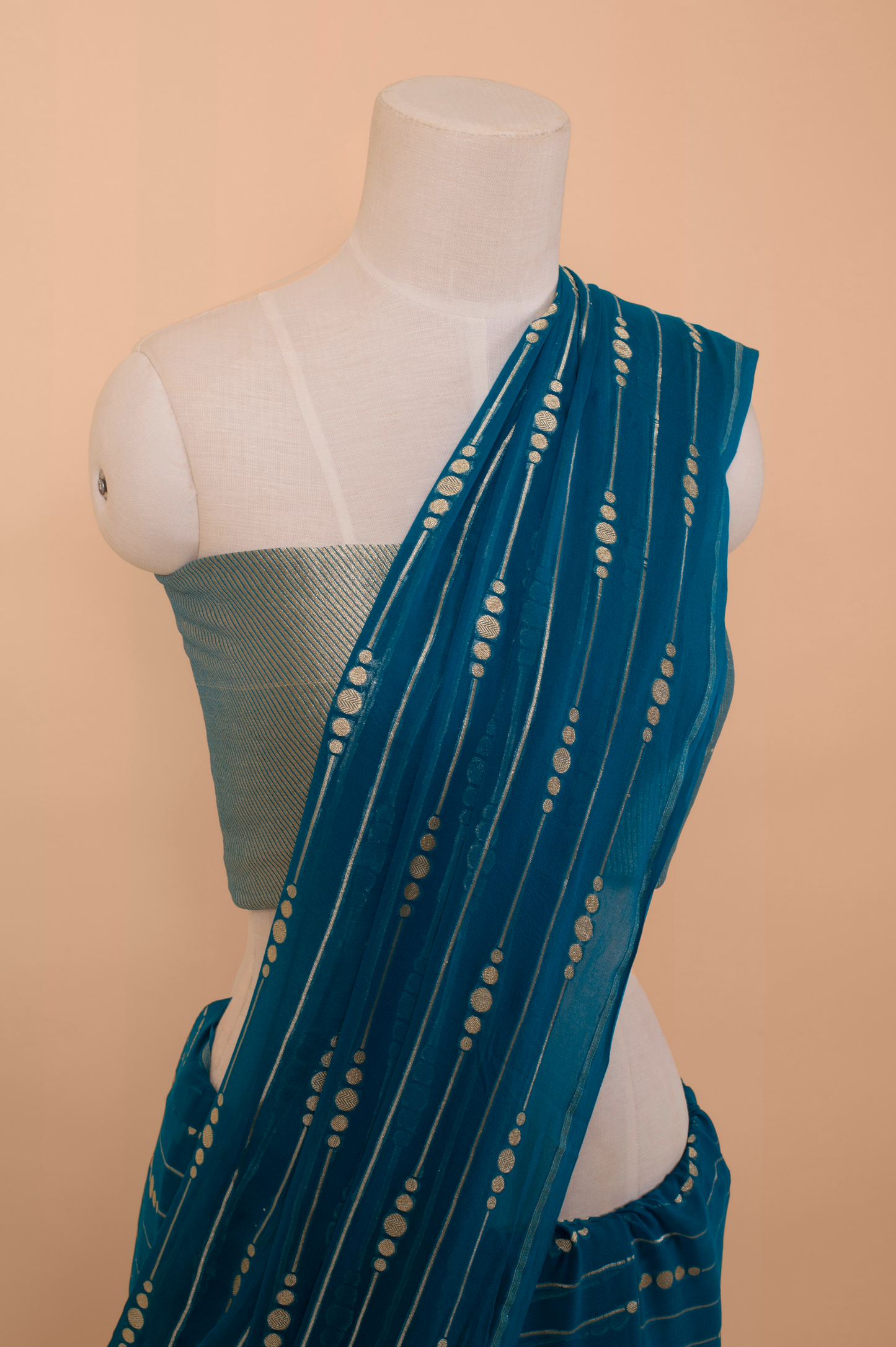 Handwoven Blue Georgette Sari