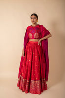 Handwoven Pink Silk Lehenga