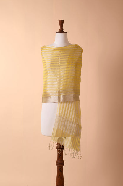 Handwoven Yellow Tissue Dupatta