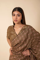 Handwoven Olive Green Digital Printed Tissue Sari