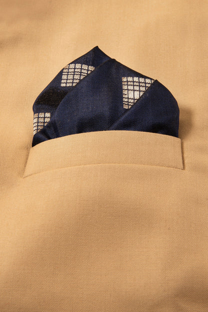 Handwoven Blue Silk Pocket Square