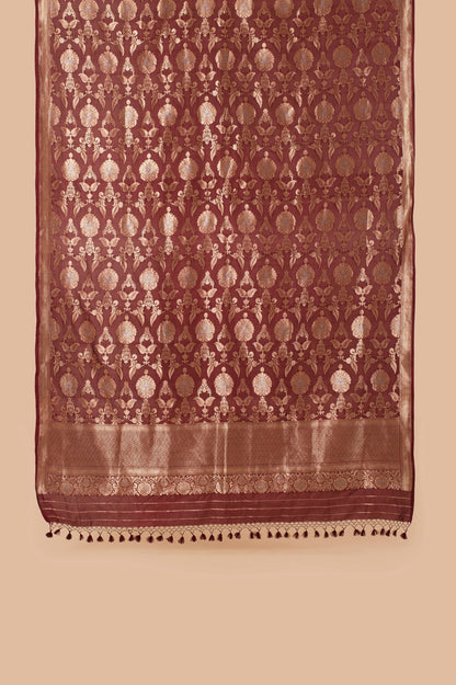 Handwoven Brown Silk Dupatta