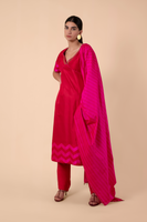 Handwoven Pink Silk Kurta and pants
