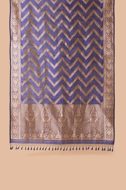 Handwoven Blue Silk Dupatta