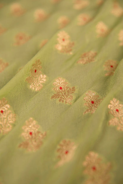 Handwoven Green Georgette Blouse Fabric