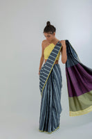 Dapple Grey Colorblock Saree
